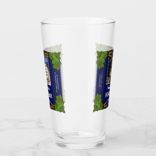 ビール家のバーのホツプのオオムギのカスタムな写真の名前の青 タンブラーグラス (右)