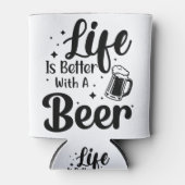 ビール引用文で人生はおもしろい良い 缶クーラー (正面)
