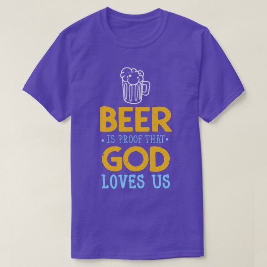 ビール引用文神が私たちを愛するパーティーおもしろい Tシャツ (デザイン正面)