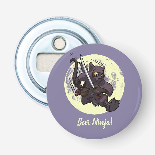 ビール忍者 黒猫フライングキック剣 カートゥーン 栓抜き (正面)