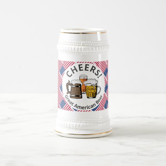 ビール応援アメリカ国旗カスタマイズAmerican Cartoon ビールジョッキ (中央)