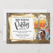 ビール応援ストリングライトDIYフォトメンズ誕生日 招待状 (正面)