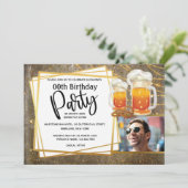 ビール応援ストリングライトDIYフォトメンズ誕生日 招待状 (スタンド正面)