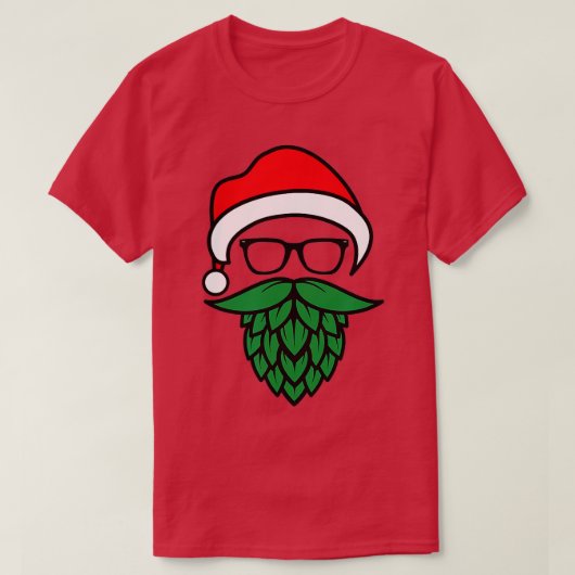 ビール愛好家のためのヒップスターサンタホップひげクリスマス Tシャツ (デザイン正面)