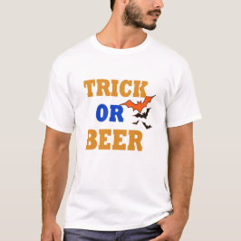 ビール愛好家のトリックまたは面白いハロウィンシャツを扱う Tシャツ