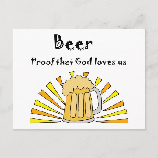 ビール愛好家の太陽とマグカップの漫画 ポストカード (正面)