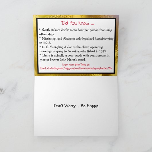 ビール愛好家の日おめでとう、面白いホリデー カード (内部)