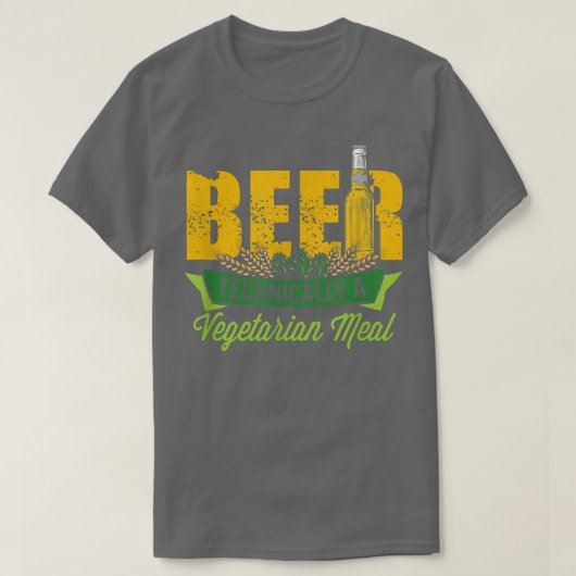 ビール技術的にはベジタリアンの食事 Tシャツ (デザイン正面)