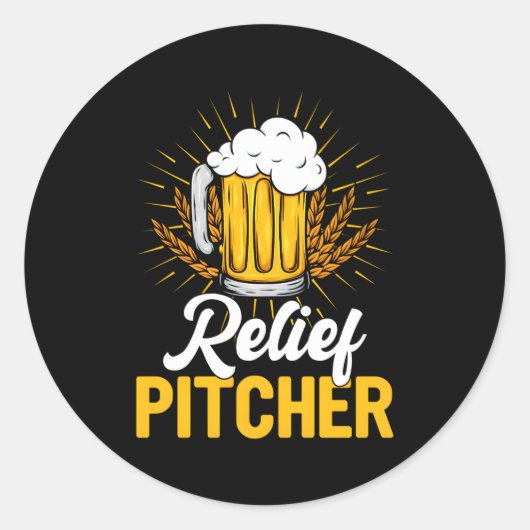 ビール投手野球ビール飲み飲み屋 ラウンドシール (正面)