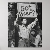 ビール抗議ウォールアート、ビールあるよ_モノクローム ポスター (正面)