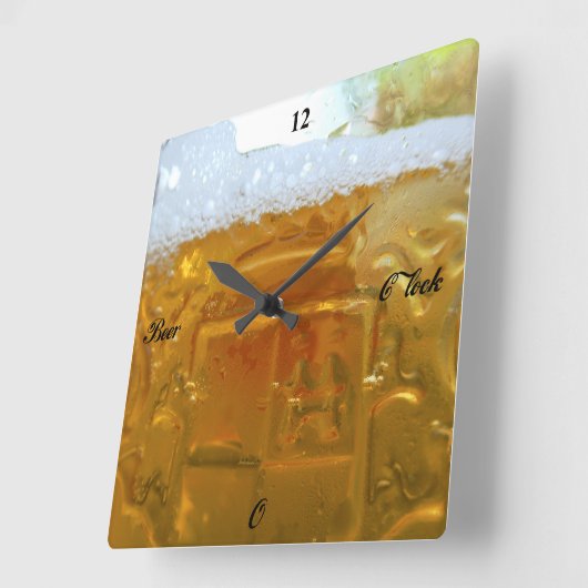 ビール時計 スクエア壁時計 (傾斜)