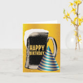 ビール楽しい時間のハッピーバースデー カード (黄色い花)