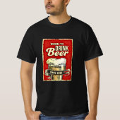 ビール生まれをブラックで飲む Tシャツ (正面)
