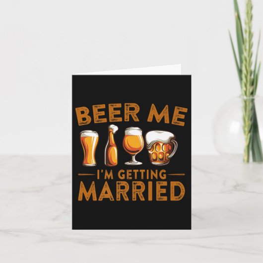 ビール私が結婚する新郎新婦おもしろいbache カード (正面)