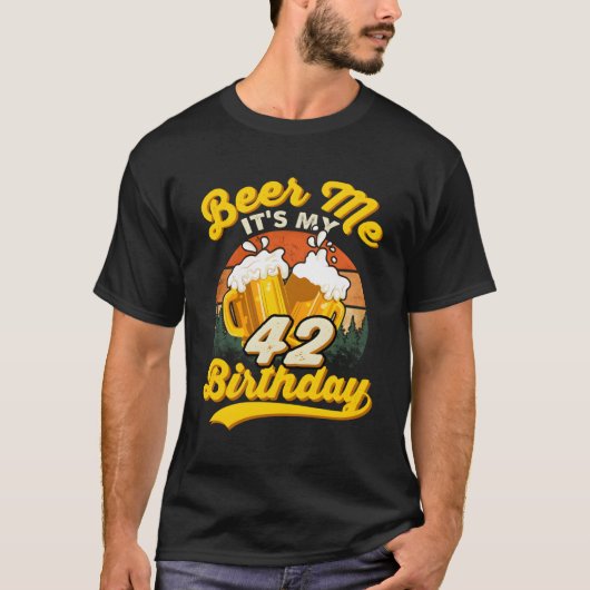 ビール私42nd 42飲み物 tシャツ (正面)