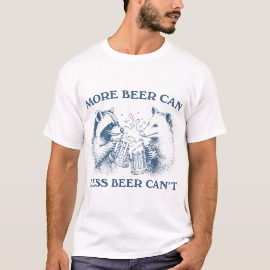 ビール缶 ビール缶はダメ アライグマ ポッサム ビールの日 Tシャツ (正面)