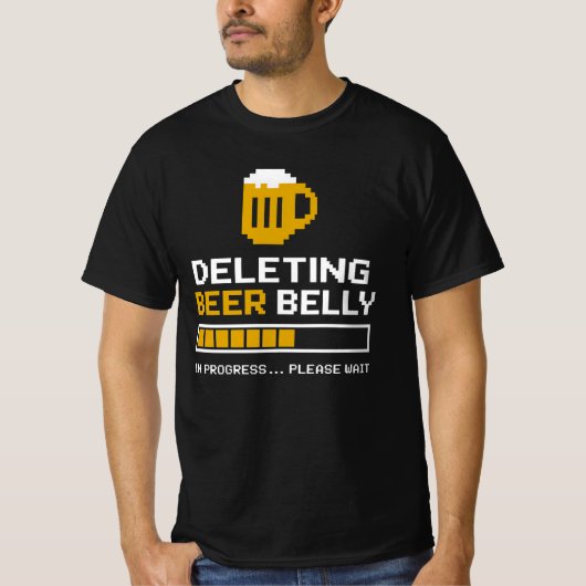 ビール腹の削除をお待ちください ローディングバー Tシャツ (正面)