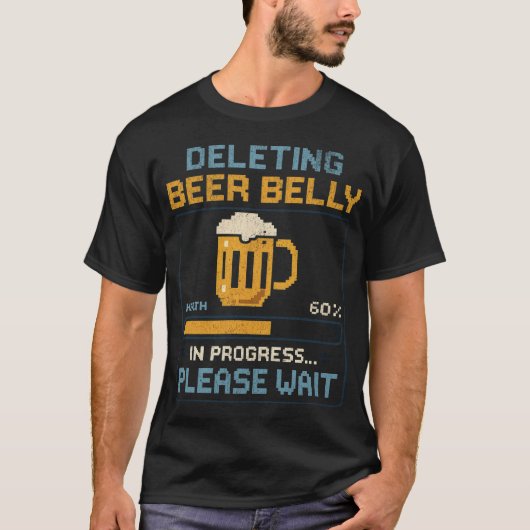 ビール腹の削除 – ピクセルおもしろいスタイルビール愛好家 Tシャツ (正面)