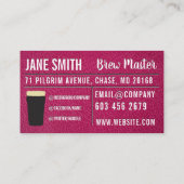 ビール蒸留所 |酒屋 |ホットピンクレザー 名刺 (裏面)