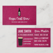 ビール蒸留所 |酒屋 |ホットピンクレザー 名刺 (正面/裏面)