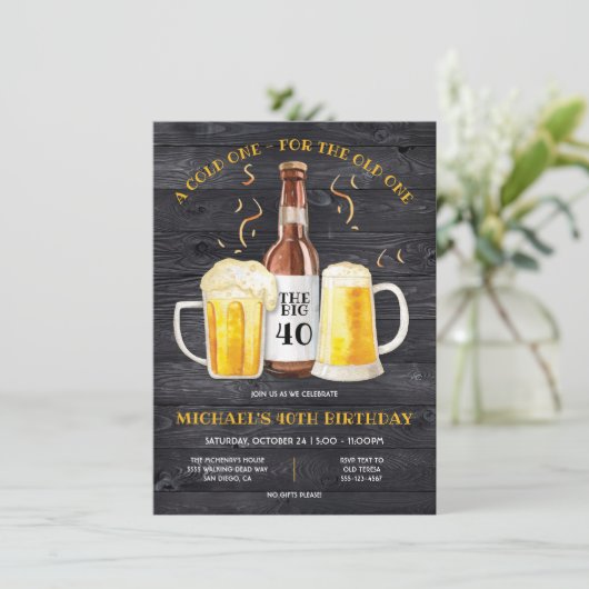 ビール誕生日パーティーの年を取るおもしろい招待状 招待状 (スタンド正面)