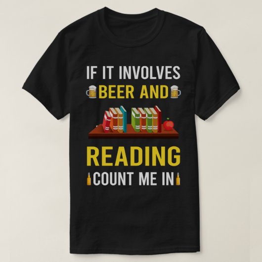 ビール読と本 Tシャツ (デザイン正面)