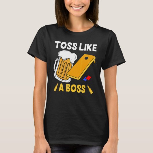 ビール豆を飲むボスのようにトスするバッグ Tシャツ (正面)