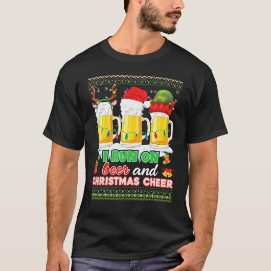 ビール走とクリスマス応援の醜いセーターMer Tシャツ (正面)