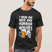 ビール走とホラー映画のハロウィンの衣装を着ている Tシャツ (正面)