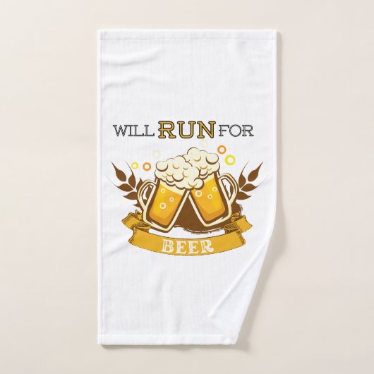 ビール走に対す走る意思のデザイン ハンドタオル (ハンドタオル)