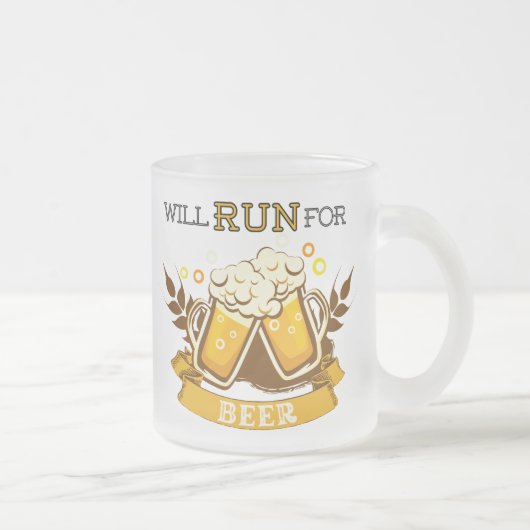 ビール走に対す走る意思のデザイン フロストグラスマグカップ (右)