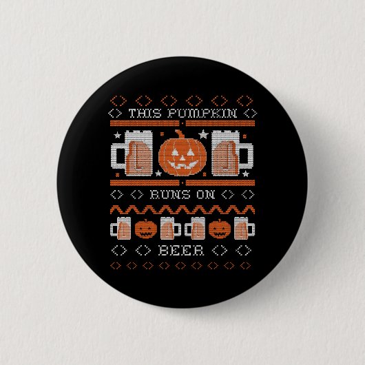 ビール走の醜いおもしろいハロウィン 缶バッジ (正面)