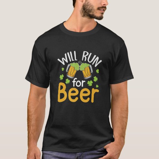 ビール走のSt patricks day飲みおもしろいの意志 Tシャツ (正面)