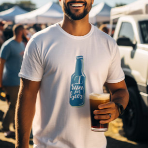 ビール走フィットネスユーモア青ボトル Tシャツ