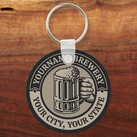 ビール醸造パーソナライズされた名酒造ビッグマグカップ キーホルダー (正面)