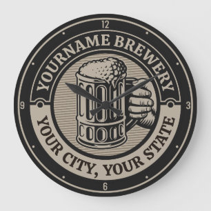 ビール醸造パーソナライズされた名酒造ビッグマグカップ ラージ壁時計