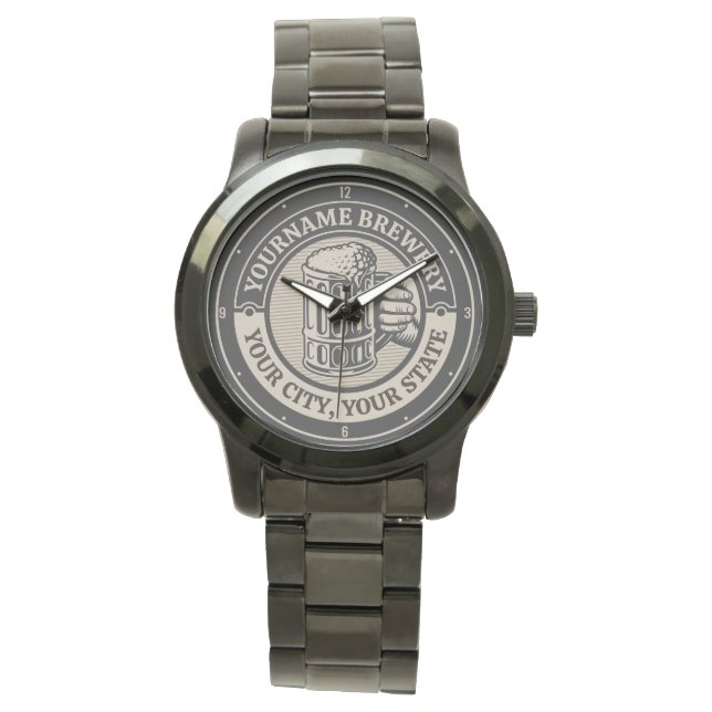 ビール醸造パーソナライズされた名酒造ビッグマグカップ 腕時計 (正面)