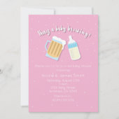 ビール醸造ベビーマグピンクシャワーがある 招待状 (正面)
