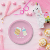 ビール醸造ベビーマグピンクベビーシャワーがある ペーパープレート (パーティー)