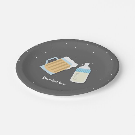 ビール醸造ベビーマグ灰色のベビーシャワーがある ペーパープレート (アングル)