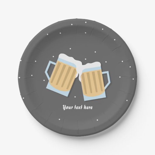 ビール醸造ベビーマグ灰色のベビーシャワーがある ペーパープレート (正面)