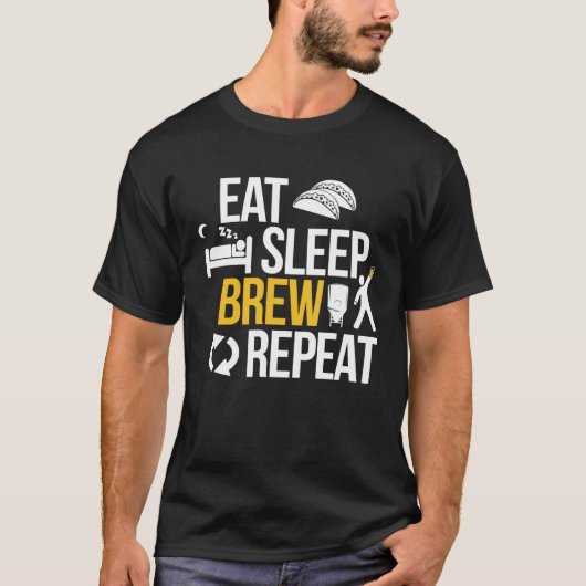 ビール醸造家のための Eat Sleep Brew Repeat ホームブリュー Tシャツ (正面)