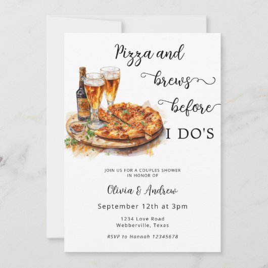 ビール醸造所のカップルのシャワーを行う前に醸造 招待状 (正面)