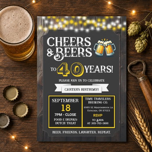 ビール醸造所の誕生日おめでとう　40年のチェアーズとビール 招待状