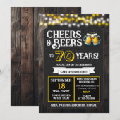 ビール醸造所の誕生日おめでとう 70年を祝しての乾杯とビール 招待状 (正面/裏面)