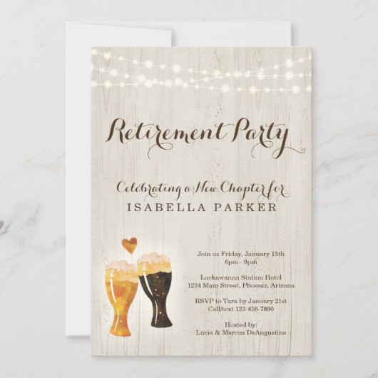 ビール醸造所の退職のパーティの招待状|の素朴なビール 招待状 (正面)