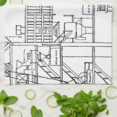 ビール醸造所の青写真 キッチンタオル (折り畳み)