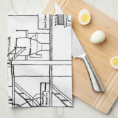 ビール醸造所の青写真 キッチンタオル (四つ折り)