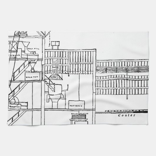 ビール醸造所の青写真 キッチンタオル (横)