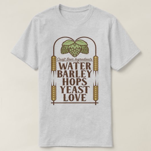 ビール醸造所のTシャツを醸造する技術ビール原料 Tシャツ (デザイン正面)